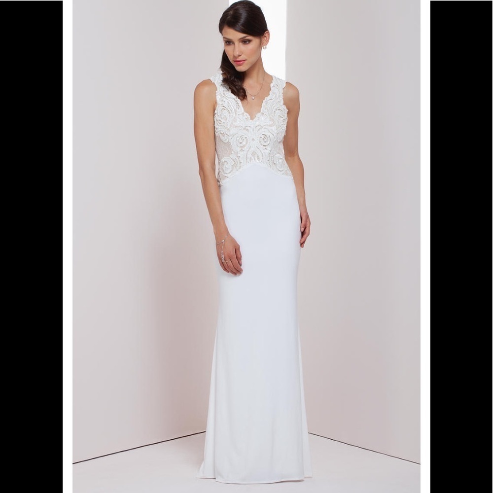 Mignon Sexy Lace White Nude Formal Dress - Picture 5 of 16